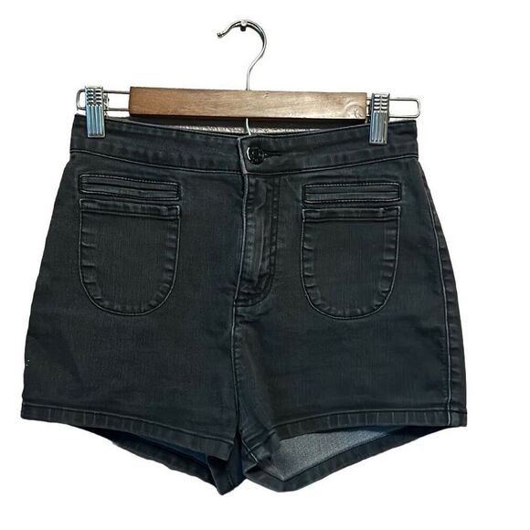 BDG Urban Outfitters Black Wash High Waist Denim Shorts Size 26 Pockets - Picture 1 of 7